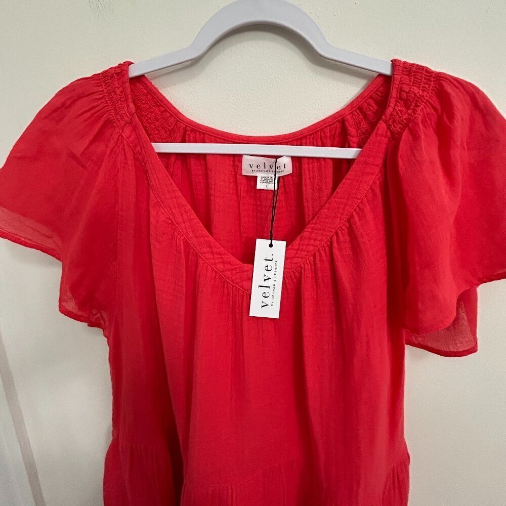 Velvet by Graham & Spencer Fire Red Eleanor Mini Dress Size M NWT - Picture 5 of 8